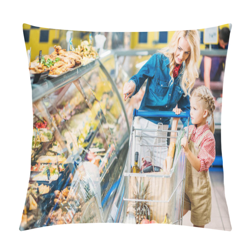 Personality  Mother And Daughter In Supermarket Pillow Covers