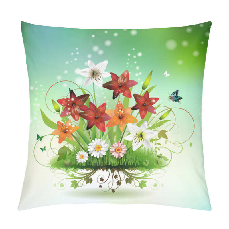 Personality  Flowers In The Grass Pillow Covers