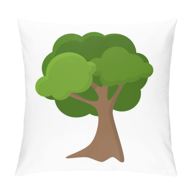 Personality  Hand Drawn Oak Tree With Lush Green Crown Vector Illustration Pillow Covers