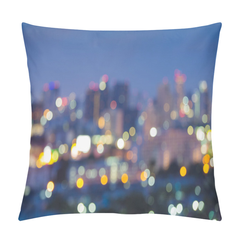 Personality  Abstract Blur Bokeh Of City Skyline During Twilight Pillow Covers