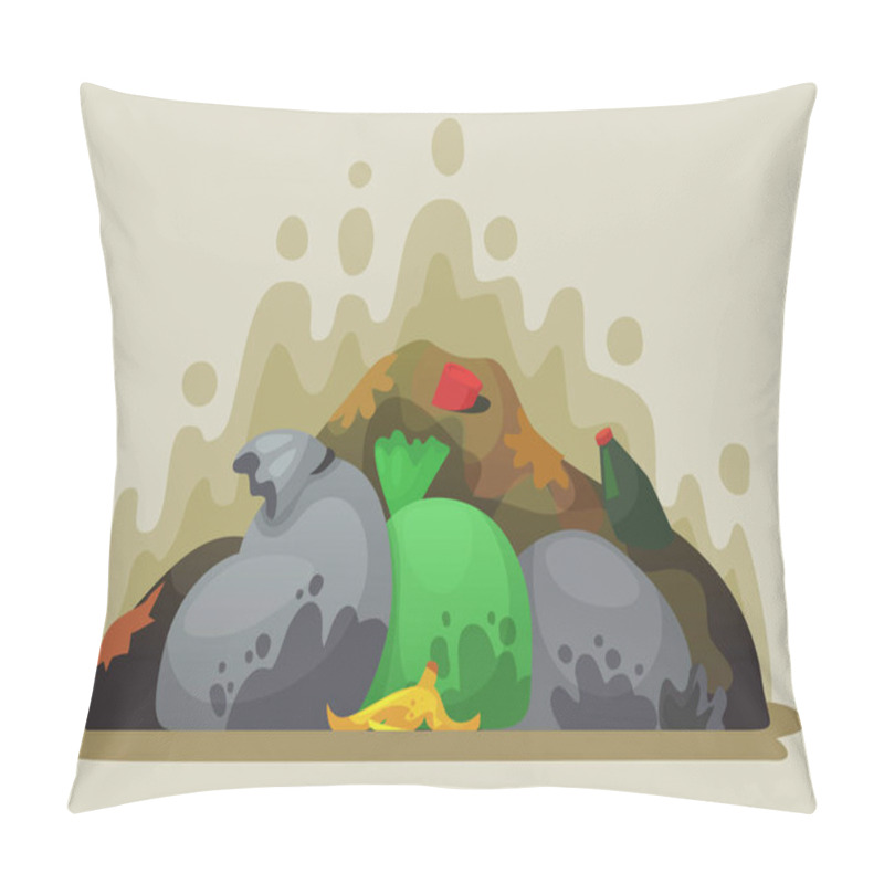 Personality  Garbage Dump. Smelly Trash In Garbage Bags, City Dumps And Pile Of Rubbish Cartoon Vector Illustration Pillow Covers