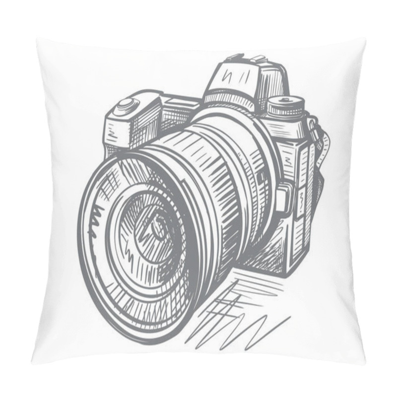 Personality  Modern Camera In Doodle Style Pillow Covers