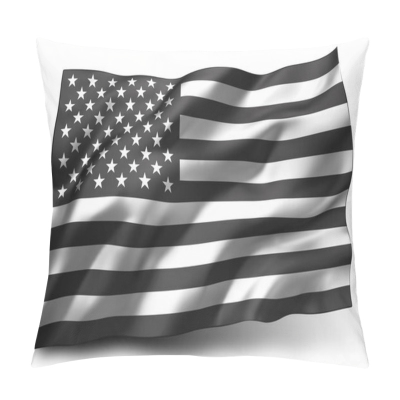 Personality  Black Lives Matter Flag Blowing In The Wind. Striped Black And White USA Flying Flag, Isolated On White Background. 3D Illustration. Pillow Covers