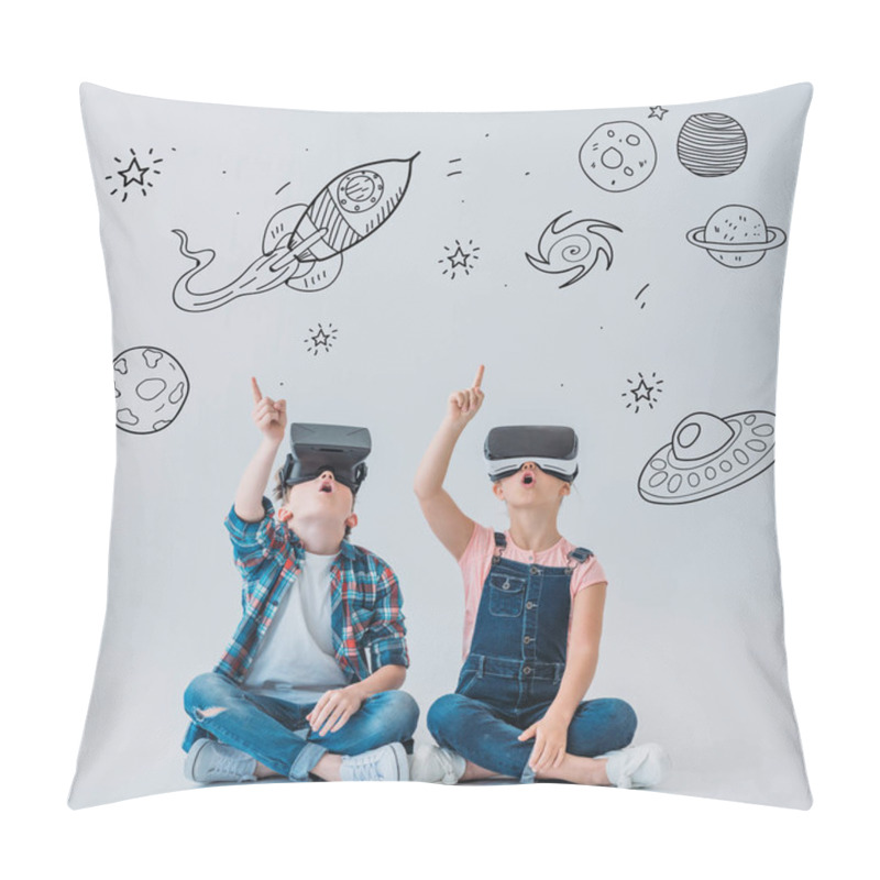 Personality  Children Using Virtual Reality Headsets Pillow Covers