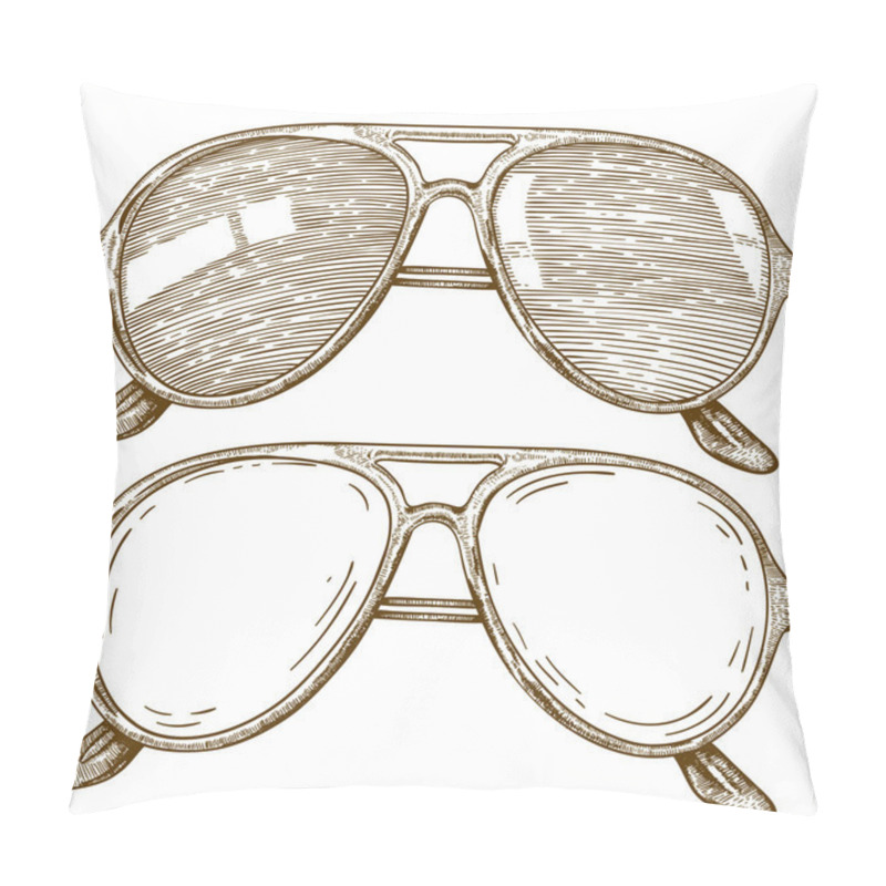 Personality  Engraving Illustration Of Sunglasses Pillow Covers