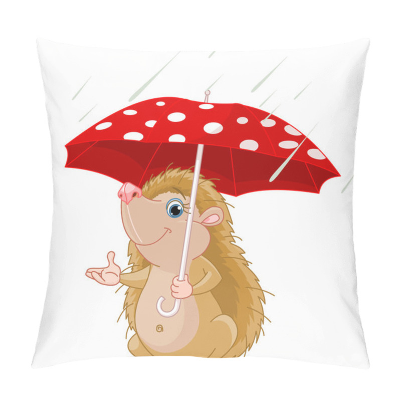 Personality  Hedgehog Under Umbrella Presenting Pillow Covers