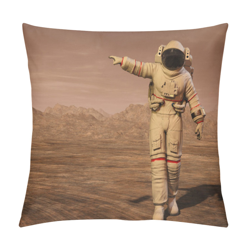 Personality  Astronaut On The Planet Mars, 3D Illustration Pillow Covers