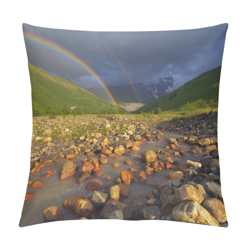 Personality  Rainbow Over The Mountain River Pillow Covers