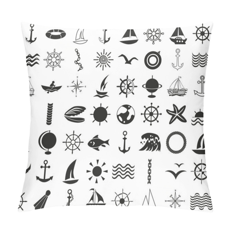 Personality  Icons Sea, Ships, Travel On White Pillow Covers