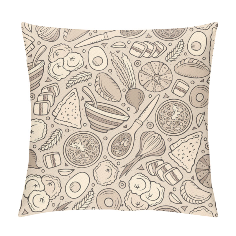 Personality  Cartoon Hand-drawn Russian Food Seamless Pattern Pillow Covers