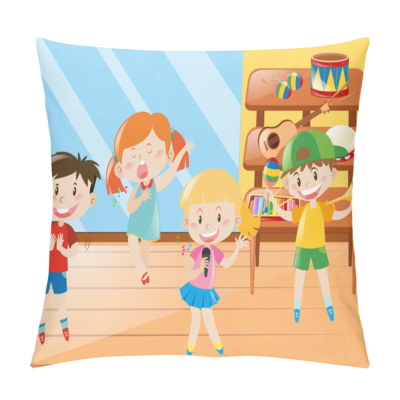 Personality  Boy And Girl In Music Class Pillow Covers