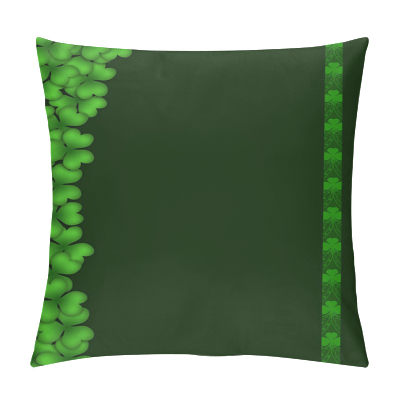 Personality  Shamrock Leaves With Stripe On Dark Green Background Pillow Covers