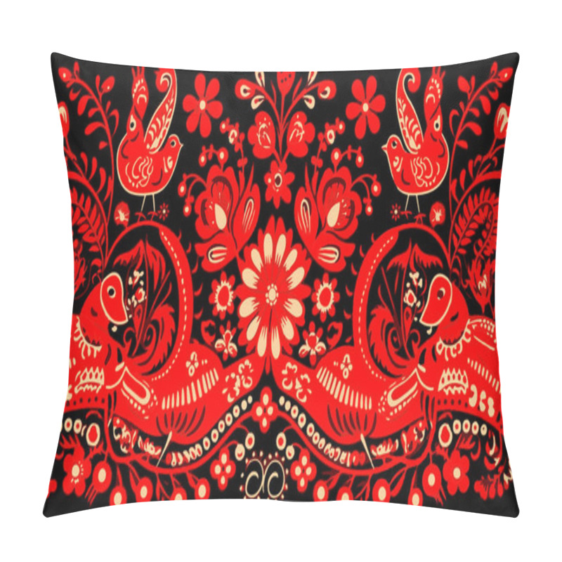 Personality  Traditional Russian Vector Seamless Pattern In Khokhloma Style. Pillow Covers