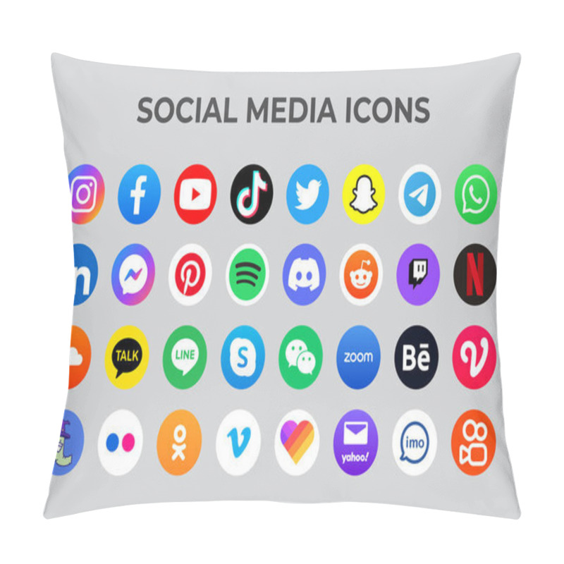 Personality  Set Of Popular Social Media Icons Pillow Covers