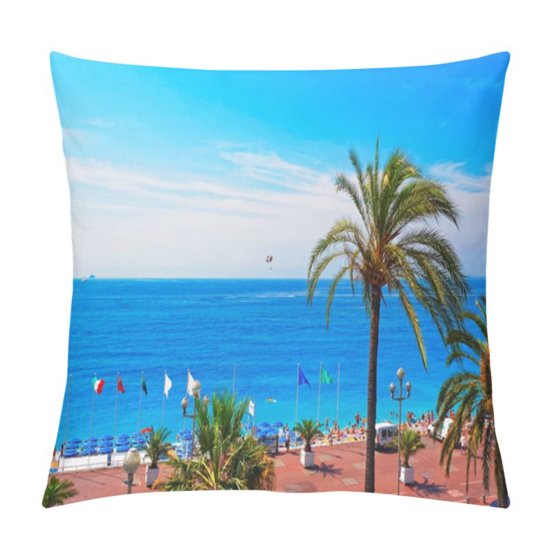 Personality  English Promenade In Nice, France, Summer. Bay And Beach View Pillow Covers