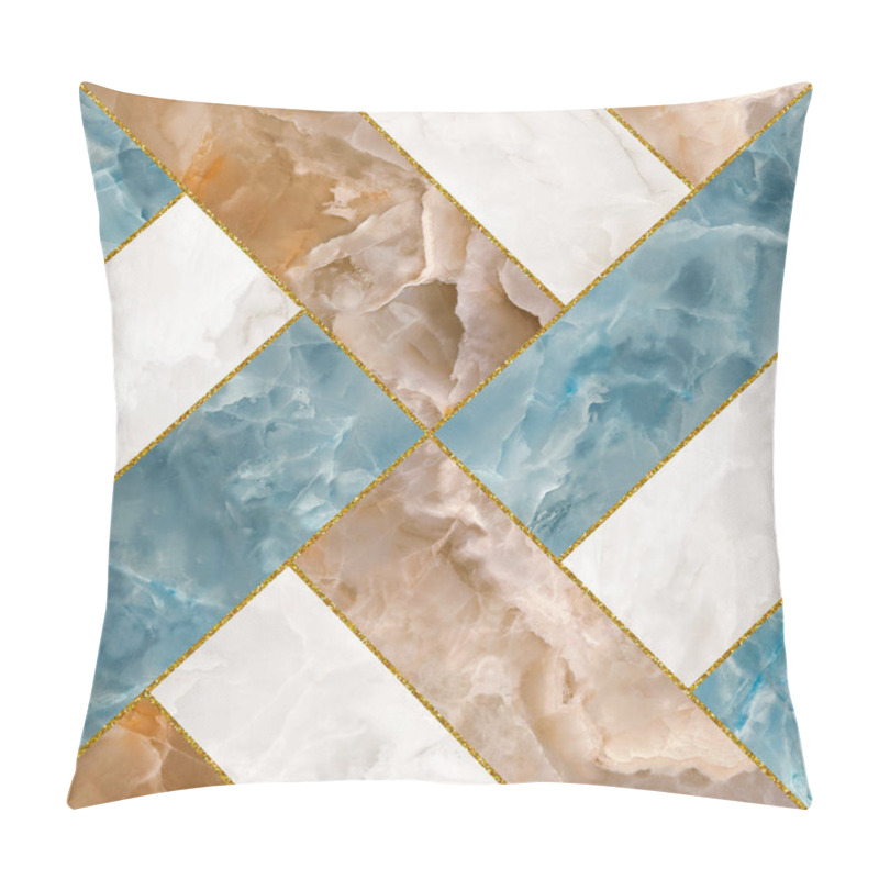 Personality  Marble Background With Parquet Flooring In Blue And Beige Tones Pillow Covers