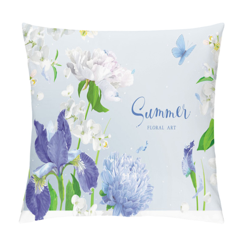 Personality  Blue Summer Flowers Bouquet  Pillow Covers