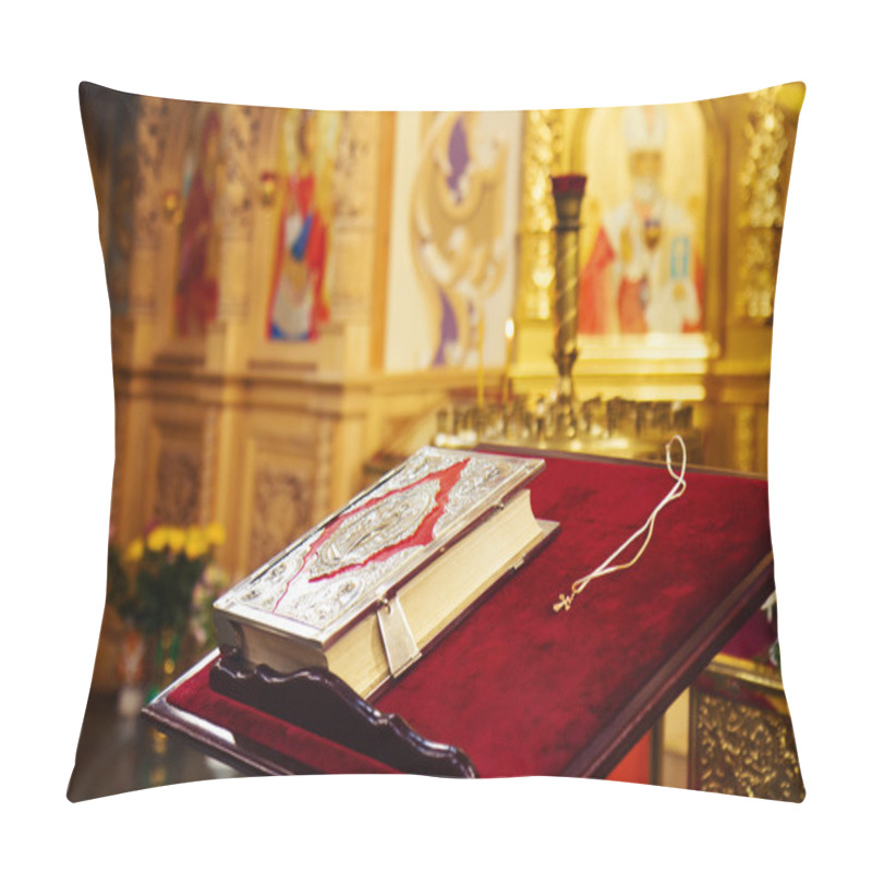 Personality  Holy Bible And Orthodox Cross In Orthodox Church Pillow Covers