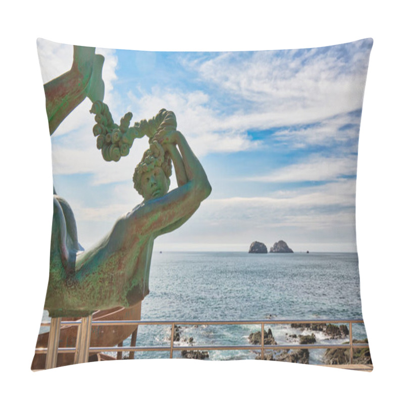 Personality  Mazatlan, Mexico-10 December, 2018: Sea Mermaid Statue Located On Scenic Mazatlan Promenade (Malecon) Near The Ocean Shore And Historic City Center Pillow Covers