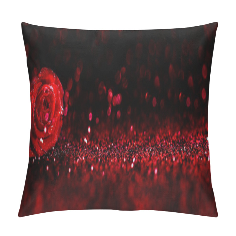 Personality  Valentines Day Background With Red Rose And Bokeh Texture. Happy Pillow Covers