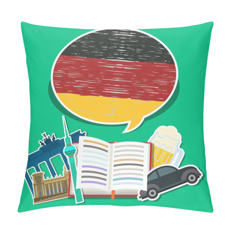 Personality  Concept Of Travel Or Studying German.  Pillow Covers