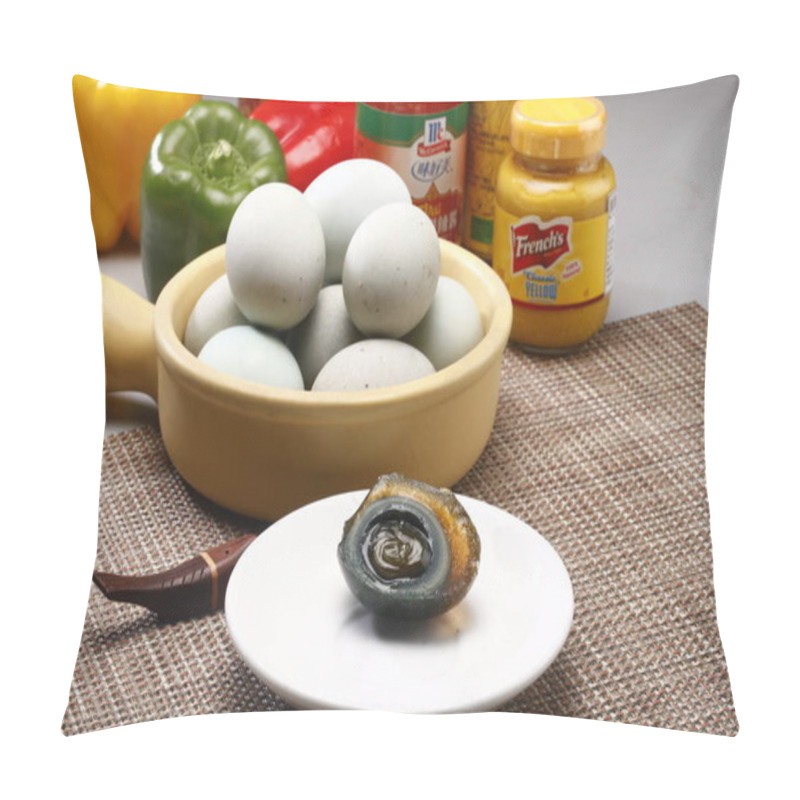 Personality  Closeup Of Century Eggs, Chinese Cuisine Concept Pillow Covers