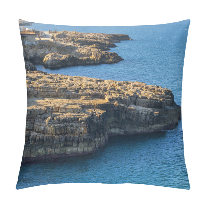 Personality  Pendma Chiatt, Also Known As Pietra Piatta, Is A Scenic Viewpoint In Polignano A Mare, Italy Pillow Covers