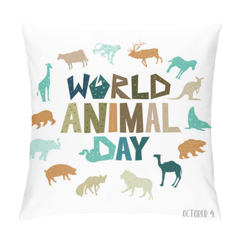 Personality  An Abstract Vector Illustration Of World Animal Day On A White Isolated Background Pillow Covers