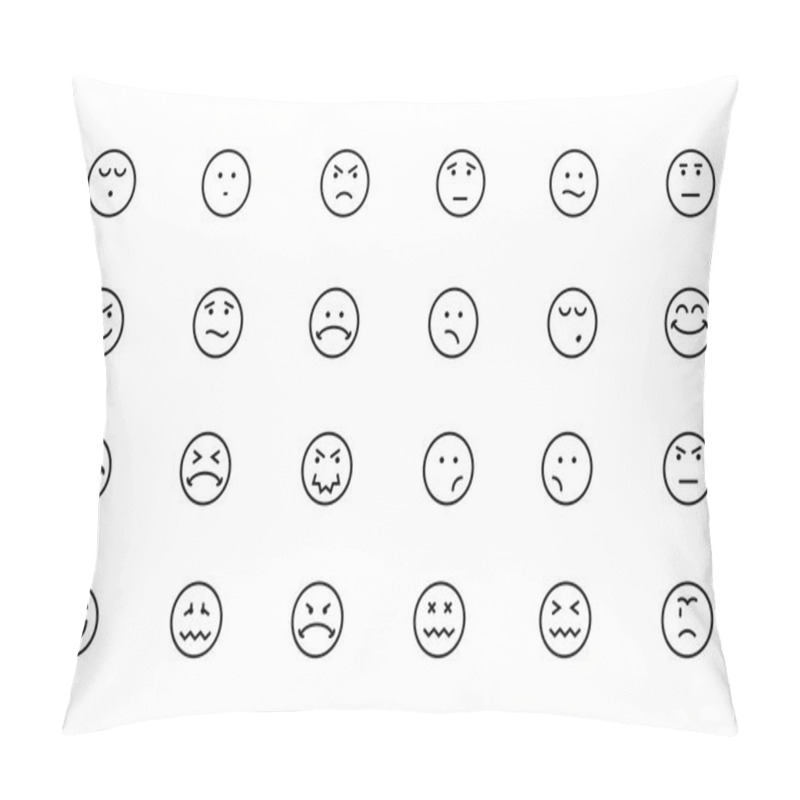 Personality  Smiley Line Vector Icons 4 Pillow Covers