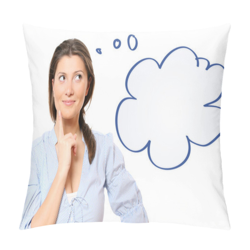 Personality  Young Pretty Woman With Idea Pillow Covers