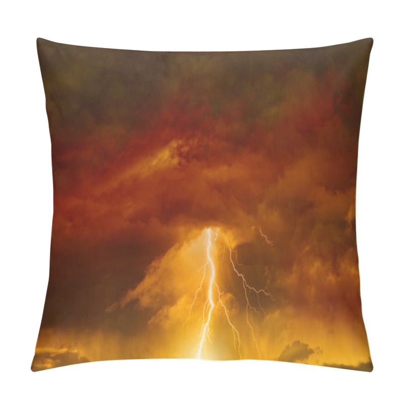 Personality  Dark Red Sky With Lightning Pillow Covers