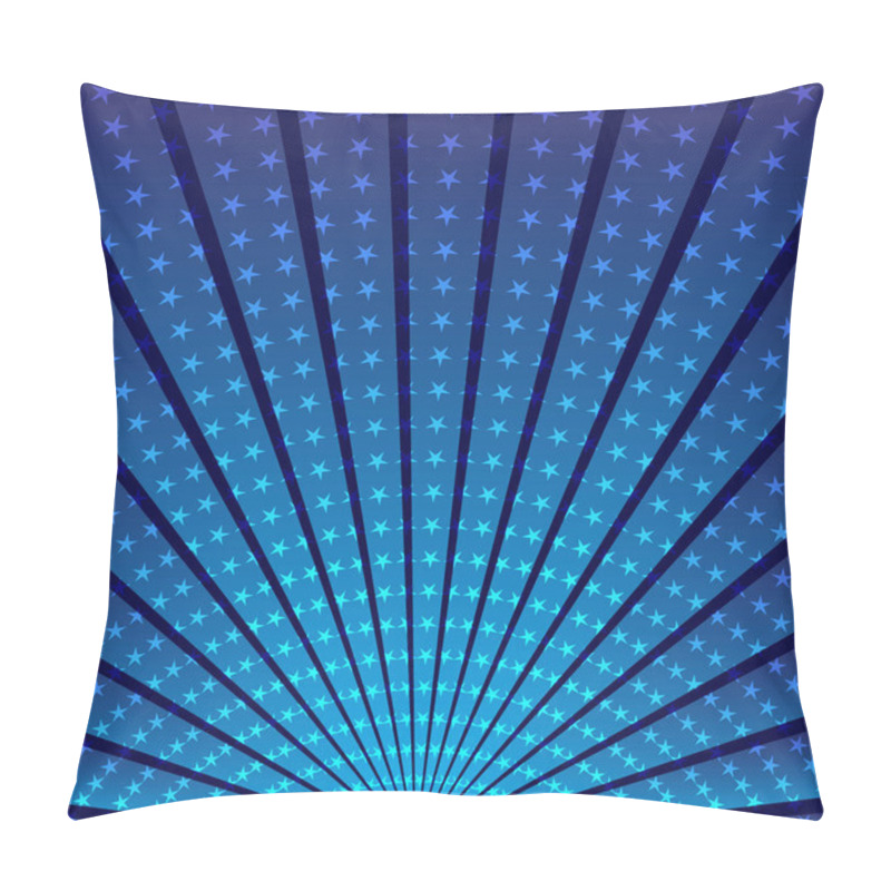 Personality  Sparkling Frame With Rays And Blue Stars And Place For Text. Vector Image, Eps 10 Pillow Covers