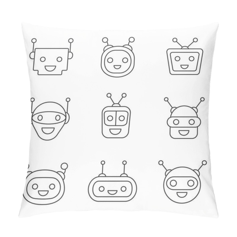 Personality  Chatbots Linear Icons Set On White Background Pillow Covers