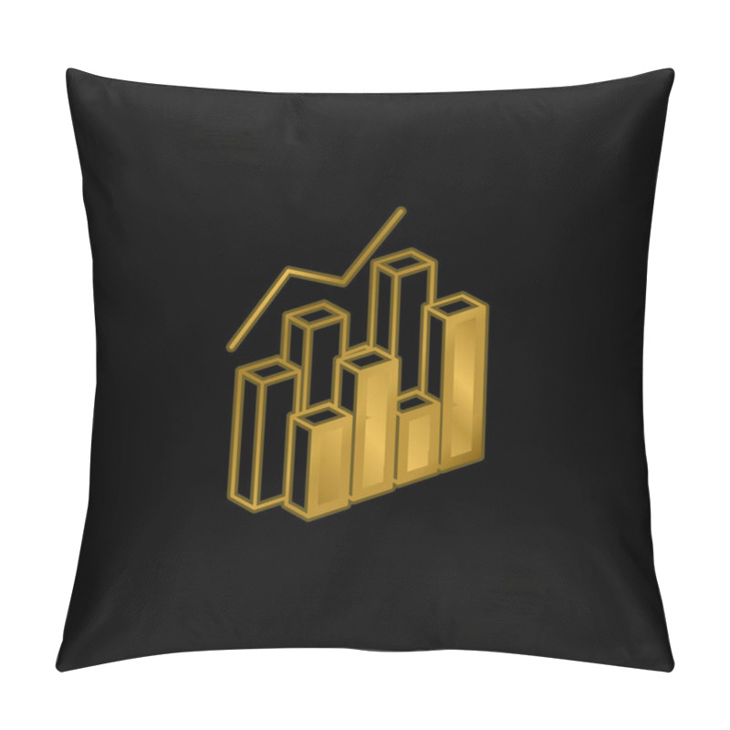 Personality  3d Data Analytics Dual Bars Graphic Gold Plated Metalic Icon Or Logo Vector Pillow Covers