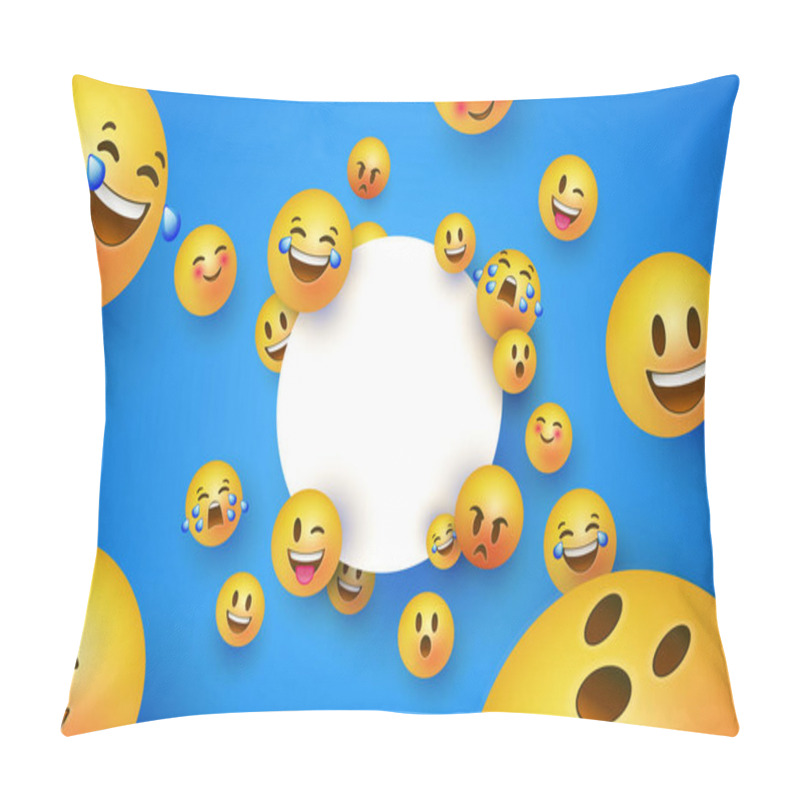 Personality  Fun Yellow Smiley Icon White Circle Frame Template Pillow Covers