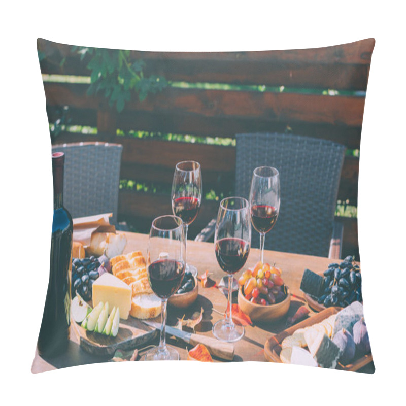 Personality  Red Wine With Various Snacks Pillow Covers