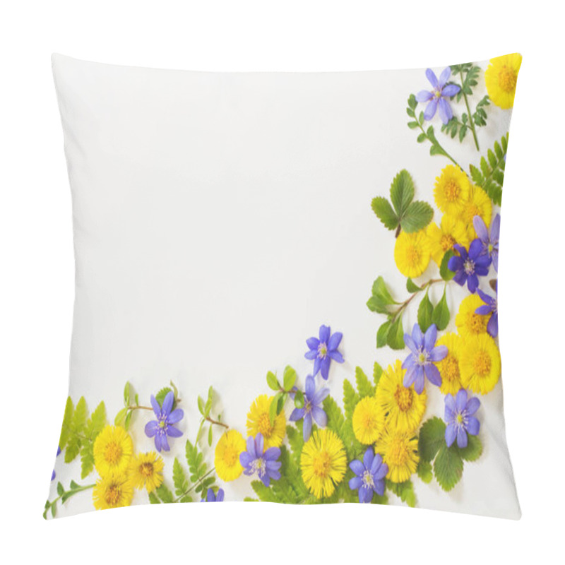 Personality  Spring Yellow And Violet  Flowers On Paper Background Pillow Covers