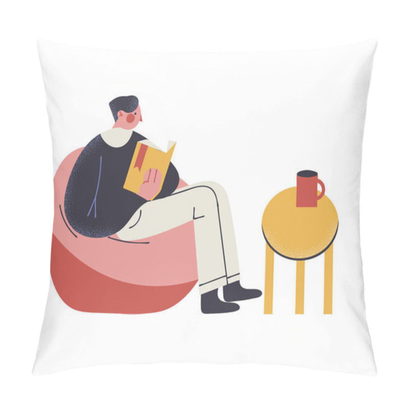 Personality  Man Sitting On Armchair And Reading Book At Home During Coronavirus Pandemic Pillow Covers