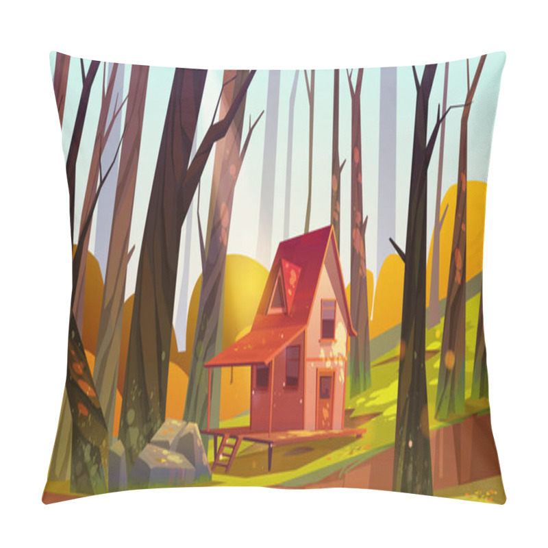 Personality  Wooden Stilt House In Autumn Forest. Old Shack Pillow Covers