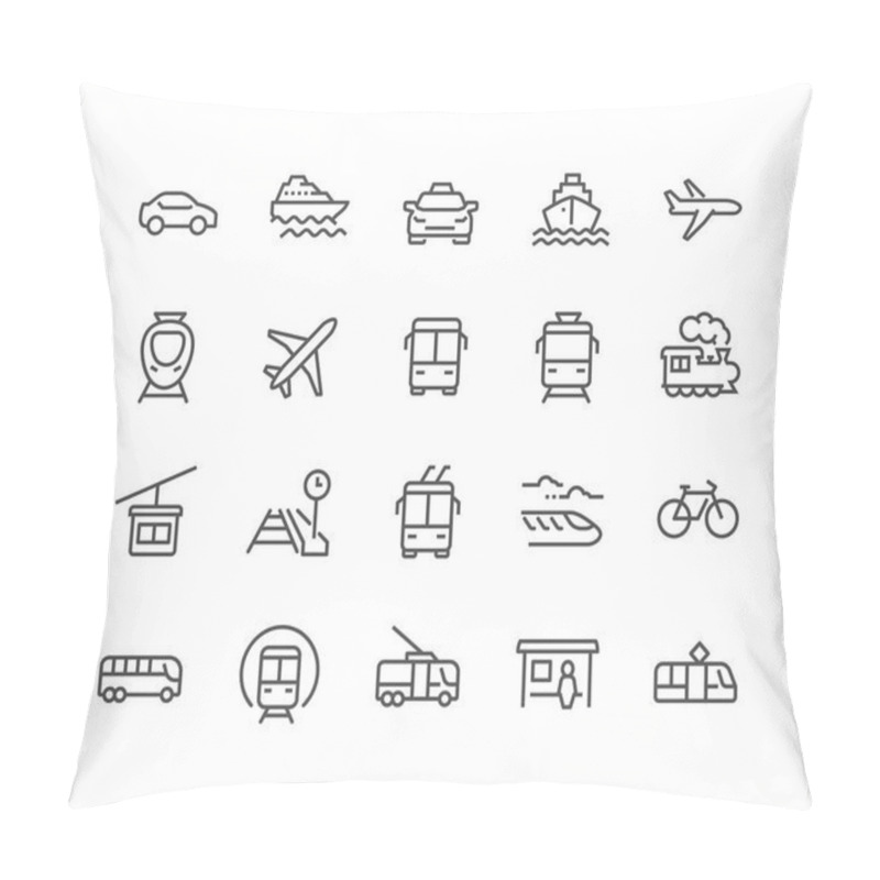 Personality  Line Public Transport Icons Pillow Covers