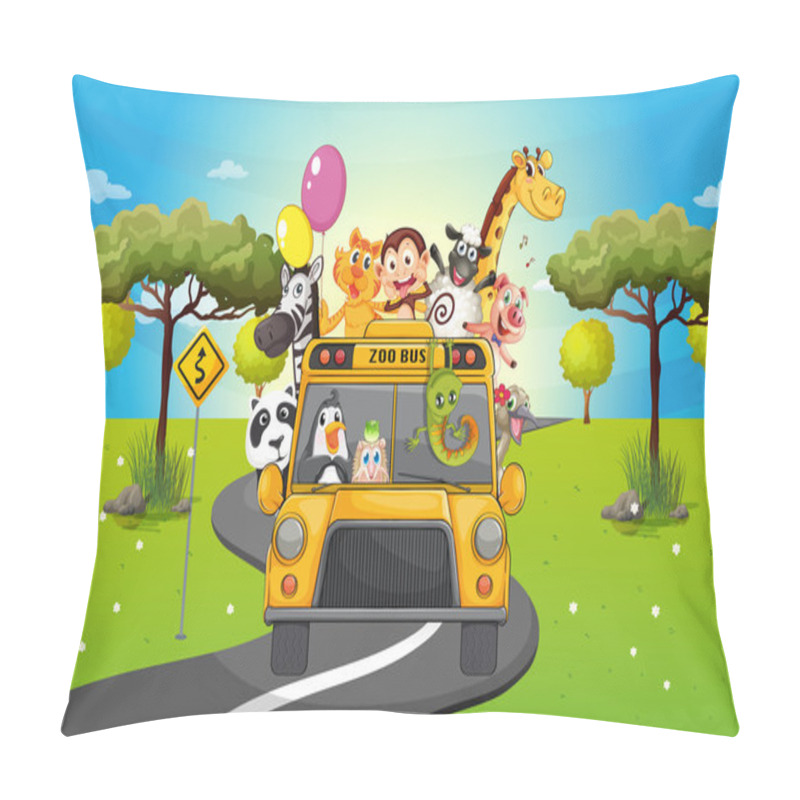 Personality  A Group Of Happy Animals Travelling Pillow Covers