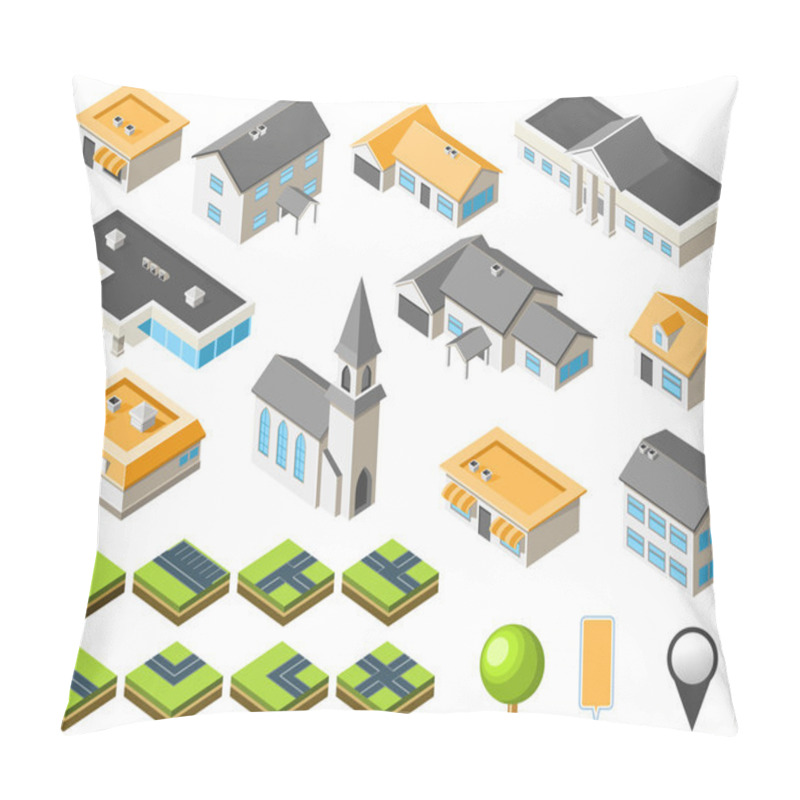 Personality  Suburban Community Isometric City Kit Pillow Covers