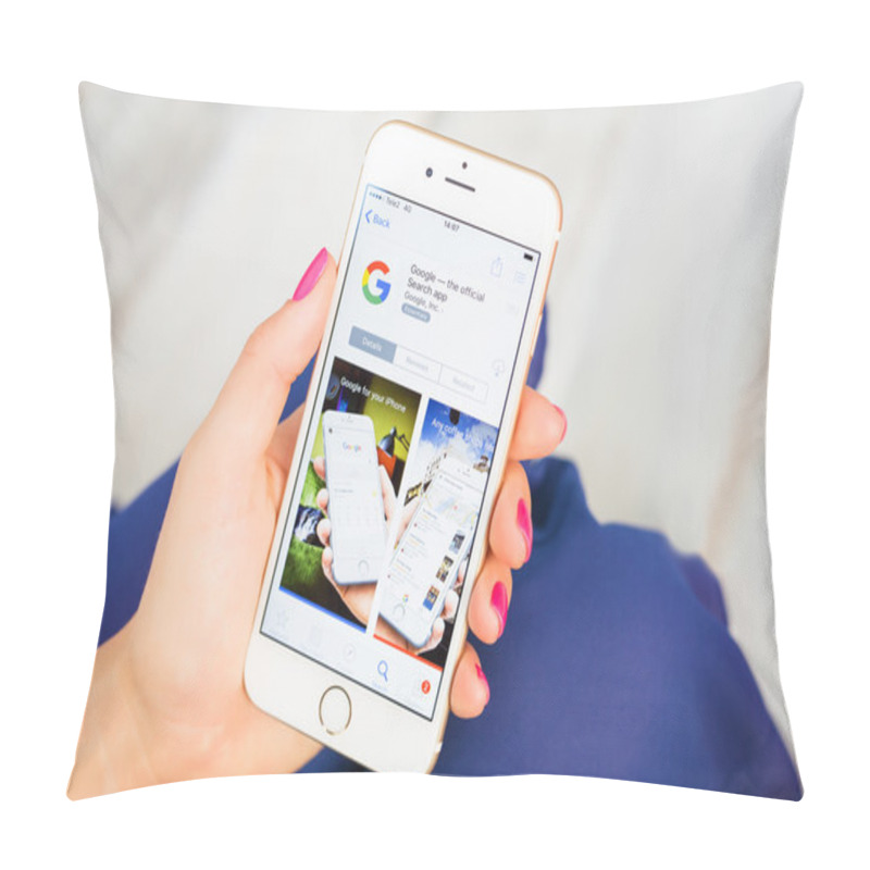 Personality  RIGA, LATVIA - SEPTEMBER 8, 2016: Google Official Search App On App Store. Pillow Covers