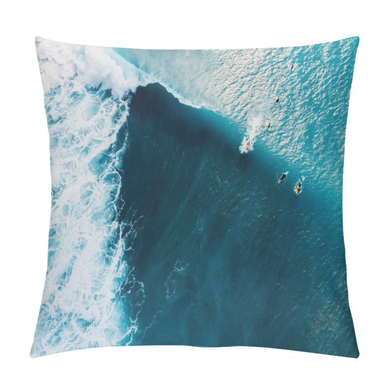 Personality  Aerial View With Surfers And Wave In Crystal Ocean. Top View Pillow Covers