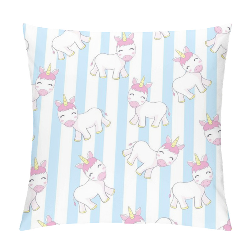 Personality  Vector Pattern With Cute Unicorns, Clouds,rainbow And Stars. Magic Background With Little Unicorns. Pillow Covers