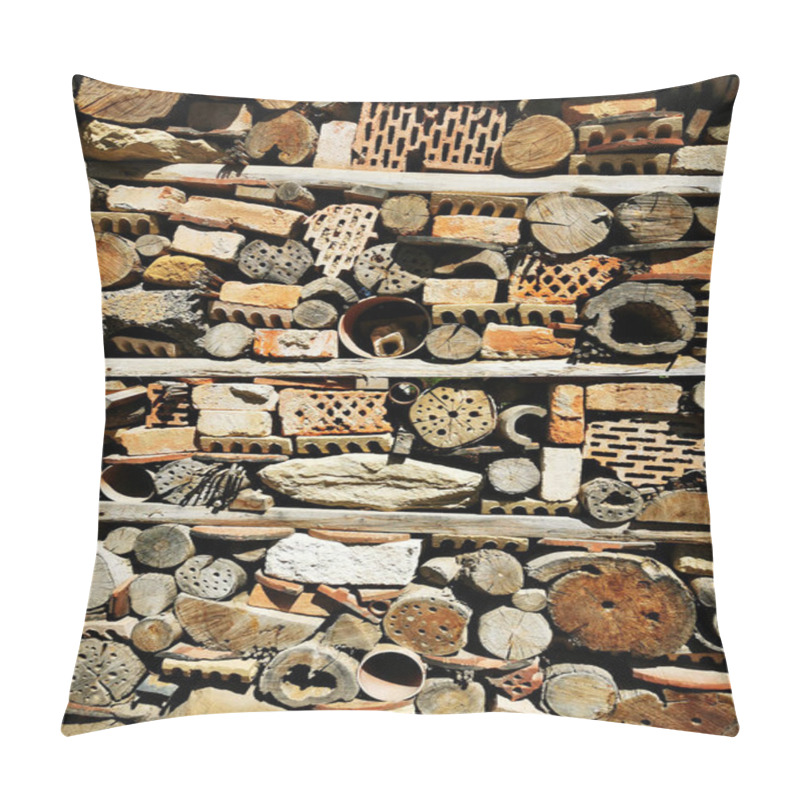 Personality  Insect Hotel Texture As Nice Ecology Background Pillow Covers