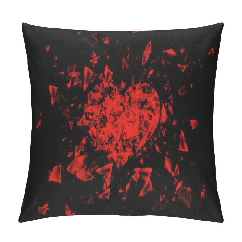 Personality  Valentines Day Card, Broken Heart On Black Background. Pillow Covers