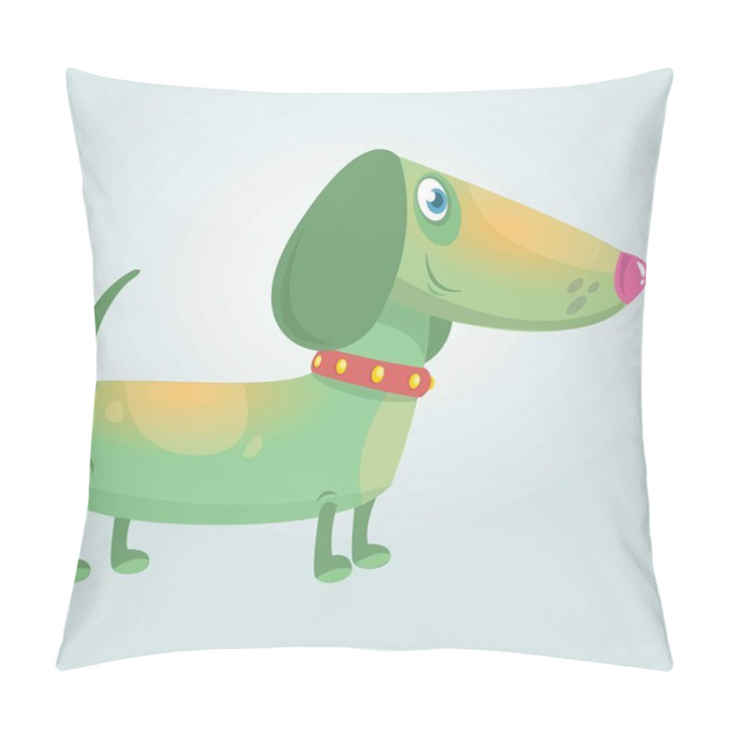 Personality  Cartoon Cute Purebred Dachshund Dog Mascot. Vector Illustration Isolated On White Background Pillow Covers