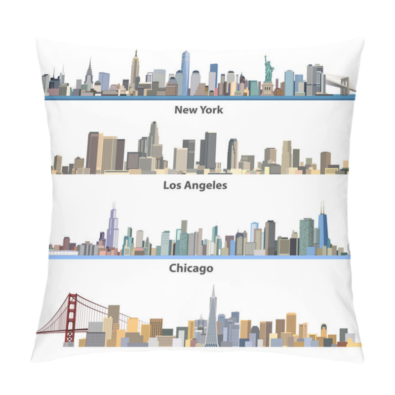 Personality  Set Of Abstract United States Urban City Illustrations Pillow Covers