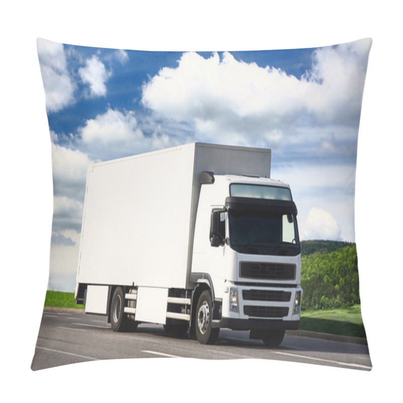 Personality  White Truck Driving On A Road Pillow Covers